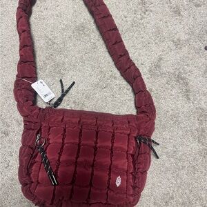 Free People baby Carryall Sling Stylish Burgundy Quilted Shoulder Bag
